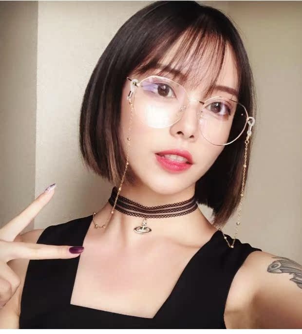 Phiên bản tiếng Hàn của mạng lưới retro retro chuỗi kính đỏ nam và nữ mặt tròn có thể được trang bị kính chống cận thị kính lacoste