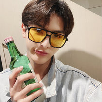 Korean version of personality double beam retro big face sunglasses driving driving polarized sun glasses transparent yellow mens night vision goggles