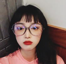 Korean version of transparent ins Net Red big frame plain black frame glasses female anti-blue myopia eye frame flat light goggles