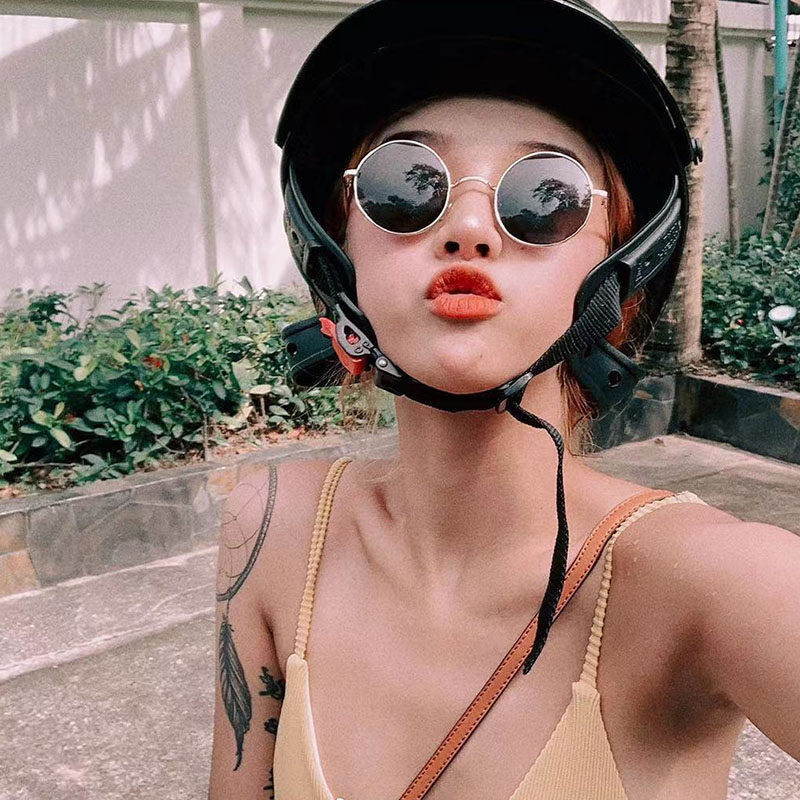 ins trend polarized sunglasses male couple glasses to blame personality round frame retro sunglasses female anti-UV