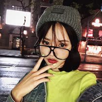 Personality fruit Green Big Frame Net red TR90 anti blue flat mirror female ins windproof retro street photo frame