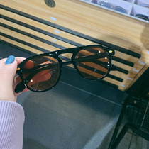 Retro personality mens brown sunglasses Korean fashion big frame face small anti-ultraviolet myopia sun glasses female tide
