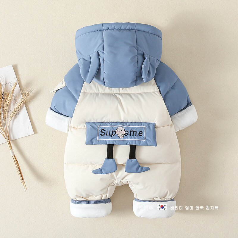 South Korean baby winter dress swarm and autumn winter thickened baby down cotton clothing newborn out of warm climbing clothes