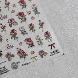 Наклейки для ногтей с розой в составе, трехмерные свежие клейкие накладные ногти, в цветочек