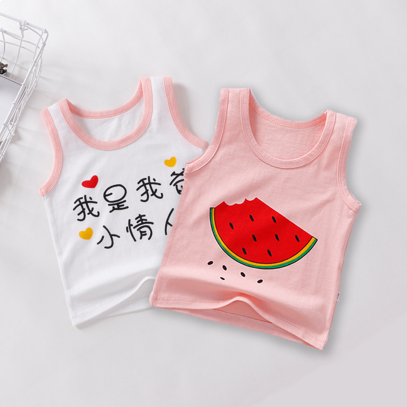 Childrens vest bông 2020 sling mới mùa hè bé mỏng single đầu nam và bé gái không tay shoulderless.