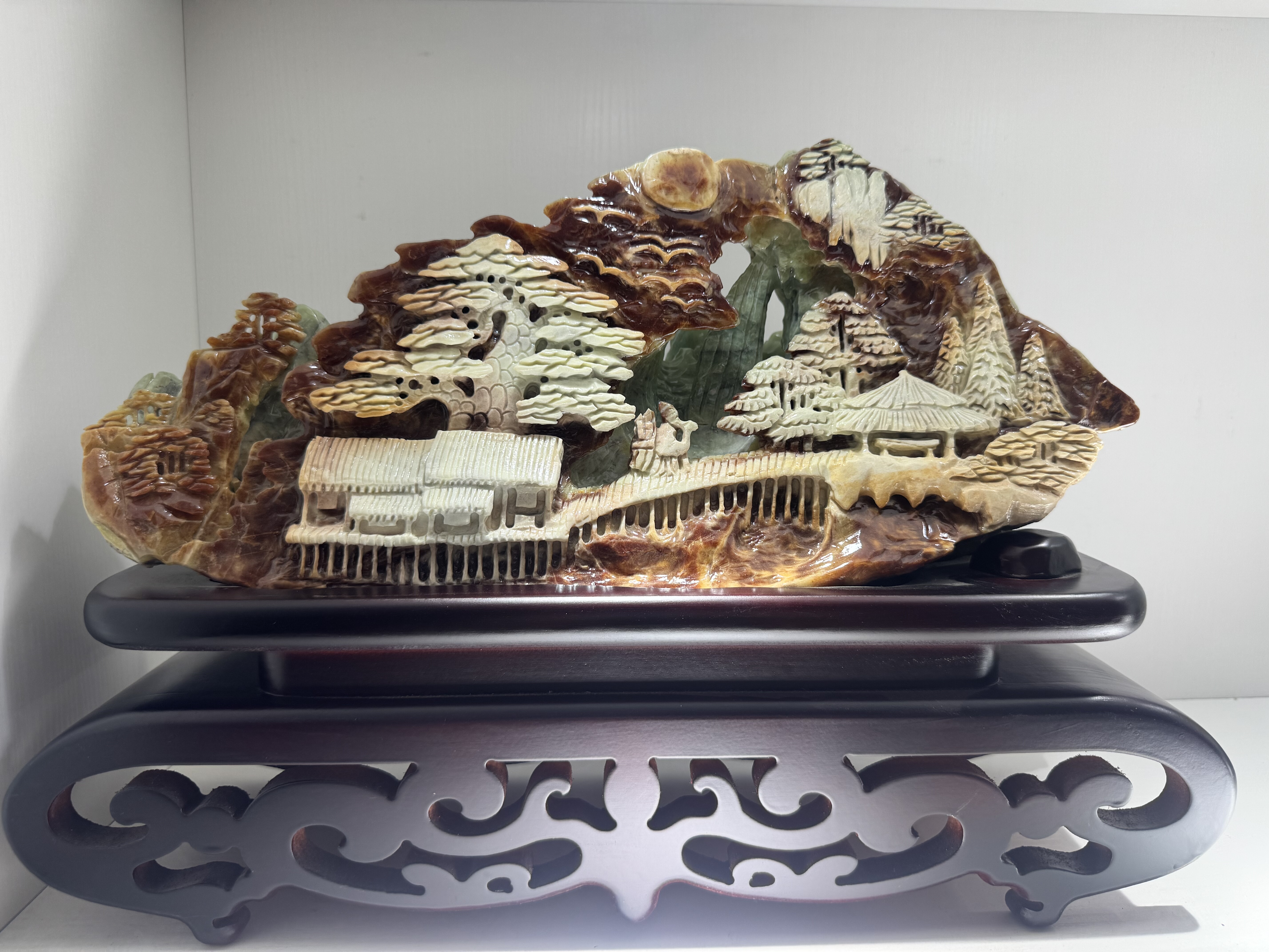 岫⽟山水楼阁风景雕刻工艺品家居装饰品🎨🏡-珠宝奇石-淘宝好物网