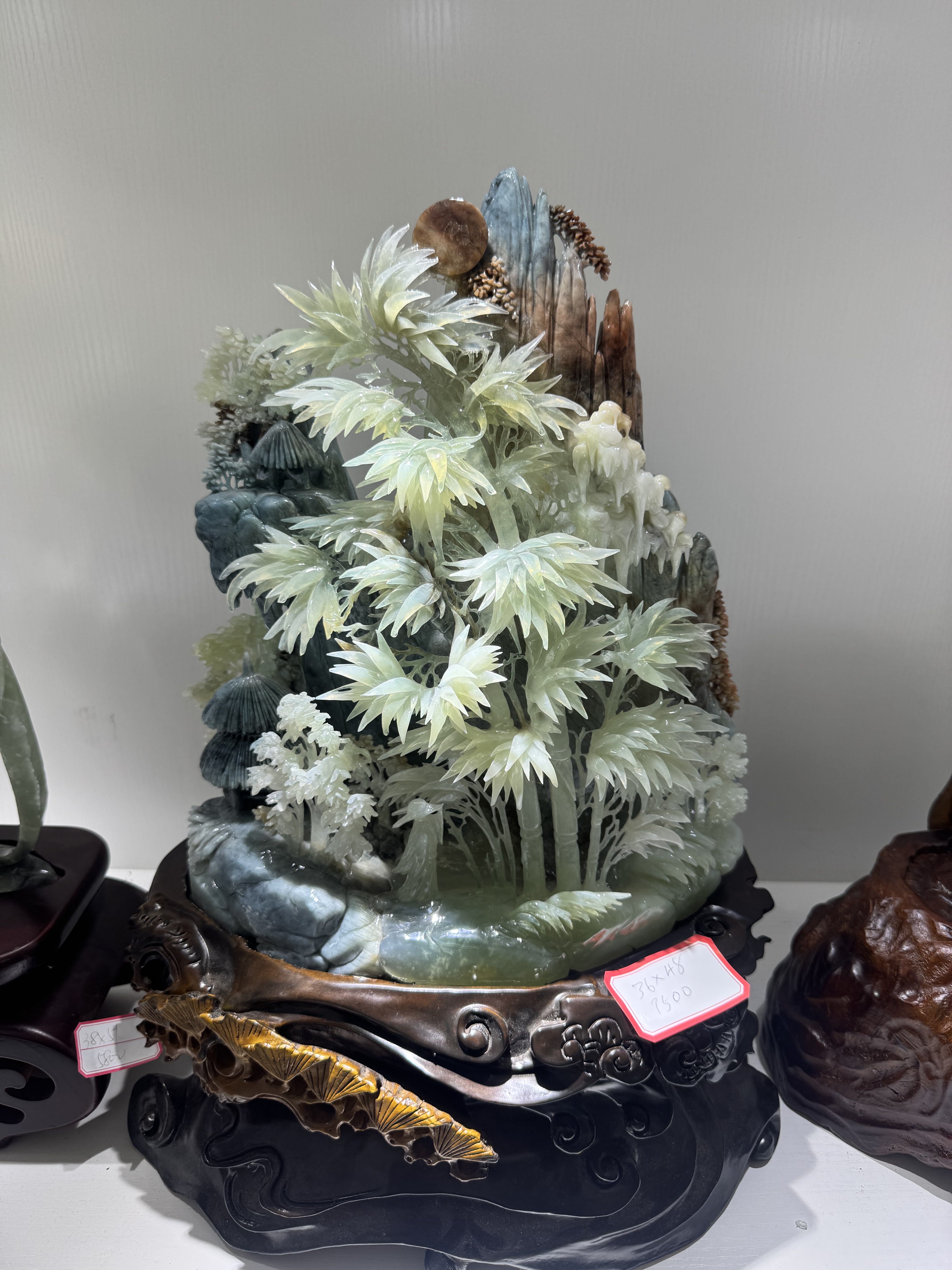 岫玉山水雕刻, 家居艺术品🌄💎-珠宝奇石-淘宝好物网