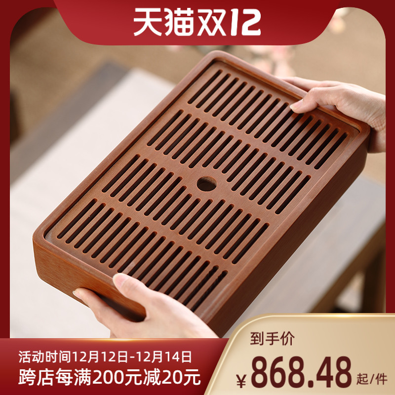 Water storage type electric Wood tea tray German household tea set dry bubble tea table simple office small tea Sea drain tray