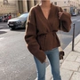 GAGAI 2018 mùa thu mới của phụ nữ retro rộng rãi áo len dài tay áo len áo len áo len sát nách
