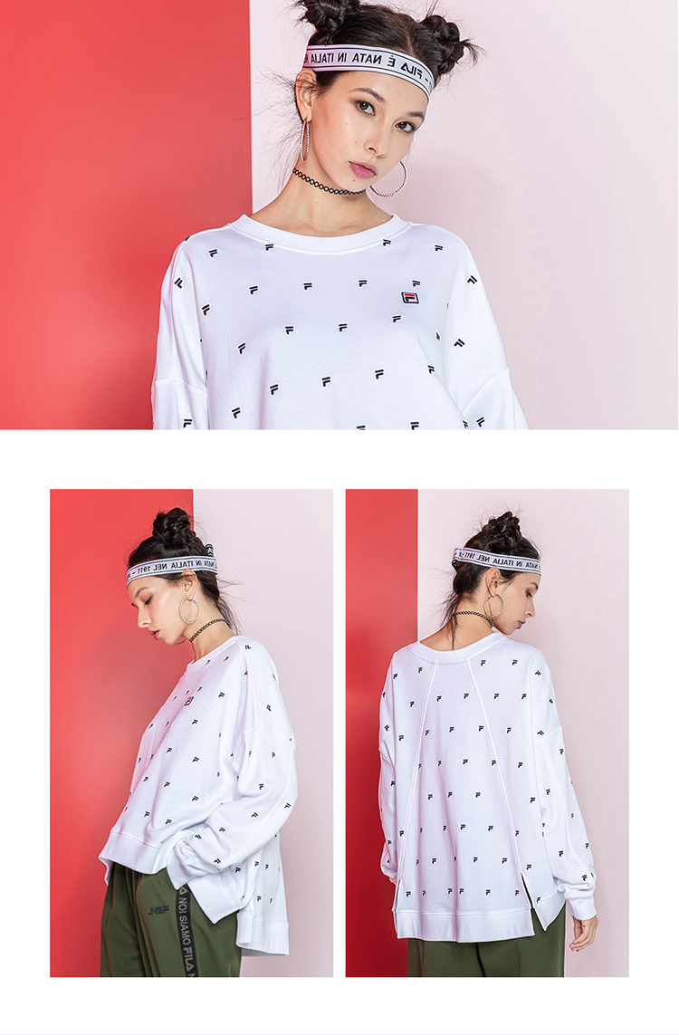 PHIM FUSION Chữ cái áo len của phụ nữ Fila được in trước áo len nữ thời trang dài ngắn - Thể thao lông cừu / jumper áo khoác nữ hoodie