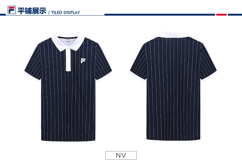 Áo thun polo nam Fila Fila 2018 mới thể thao sọc đơn giản áo sơ mi polo ngắn tay nam - Áo polo thể thao áo polo đen