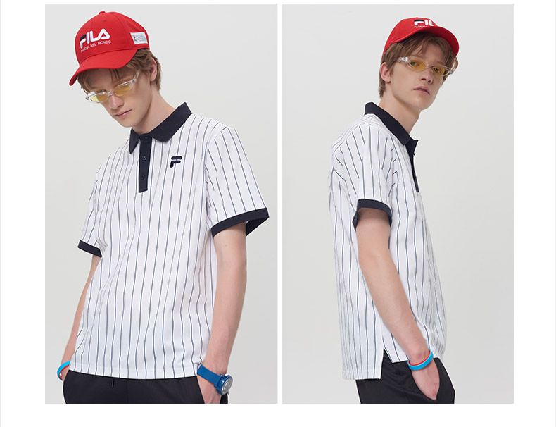 Áo thun polo nam Fila Fila 2018 mới thể thao sọc đơn giản áo sơ mi polo ngắn tay nam - Áo polo thể thao áo polo đen