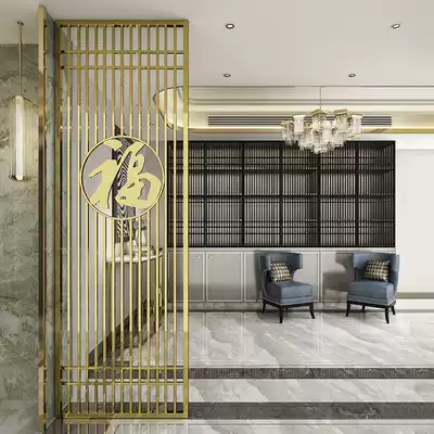 Nordic stainless steel partition screen modern simple decorative frame living room entrance barrier hotel household light luxury screen