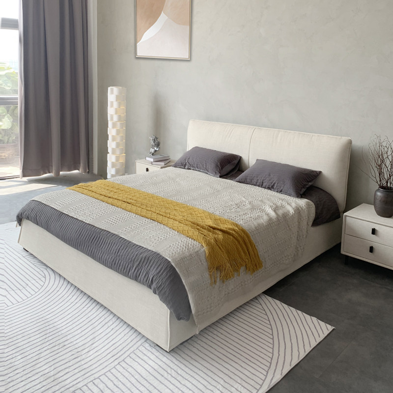 Italian ultra-simple cloth bed Yellen wind bedroom soft-bag bed designer bedroom Bed Nordic Net Red in Double Bed