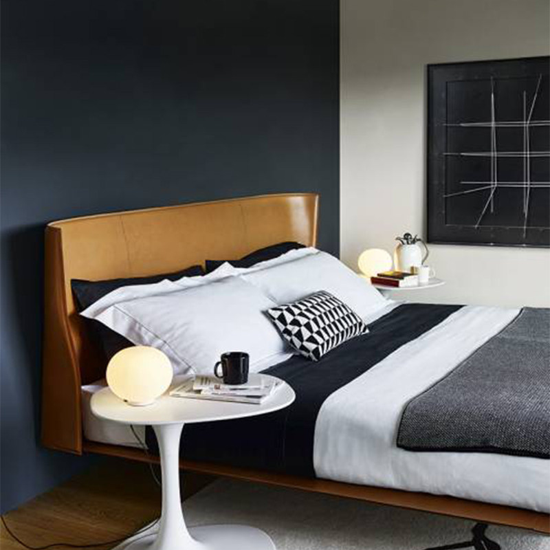 Italian Minimalist Genuine Leather Bed Master Bedroom Modern Minimalist designer Prototype Room Light Extravagant Bed 1 8 m Wedding Bed Double Bed-Taobao