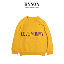 ins RYSON baby childrens clothing Mens and womens treasure spring and autumn turmeric LOVE MOMMY knitted pullover wool top