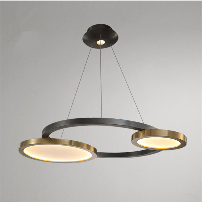 Light luxury post - modern stainless steel disc chandelier room Bedroom office LED designer chandelier