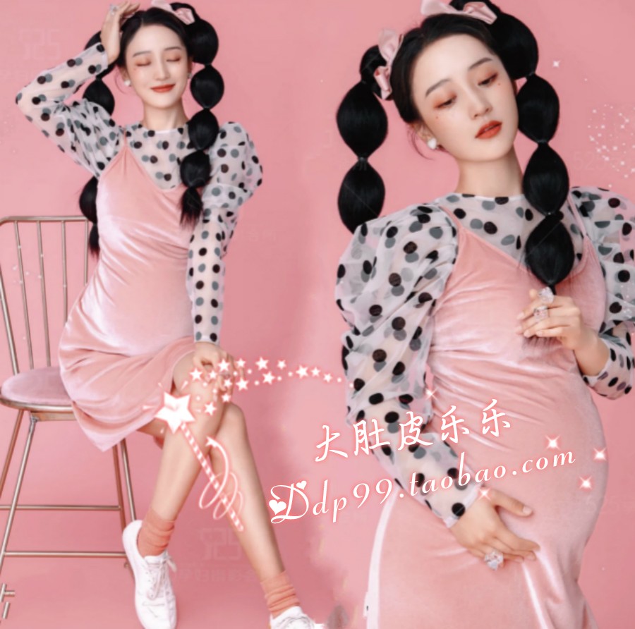 875 Cute and Playful Polka Dot Maternity Photography Photo Clothes and Dresses Rental Rental Studio Shoot Fashion Mommy Photo Clothes