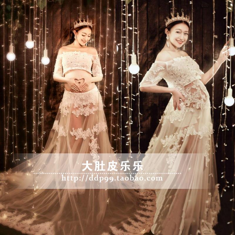 675 Meritocratic Pregnant Woman Photo White Lace Clothing Rental photo gallery Han edition Pregnancy Photos for True Wonder Photography Clothing