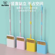Japanese and craftsman dustpan broom set upright storage soft wool rotatable broom head household cleaning and sweeping artifact