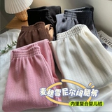 Удерживающие тепло штаны, высокая талия, свободный прямой крой