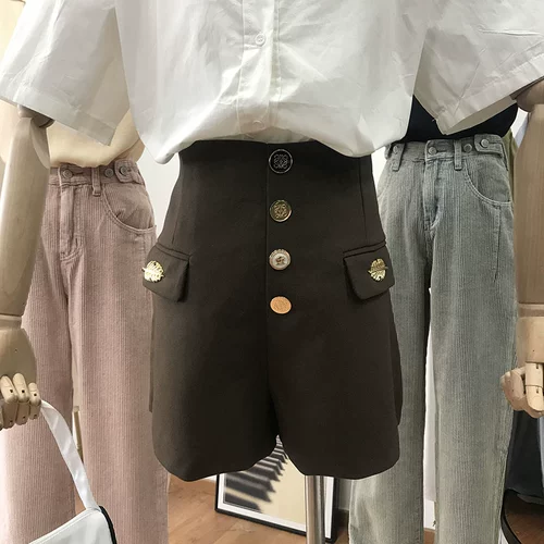 Штаны, осенние повседневные брюки, леггинсы, по фигуре, свободный прямой крой, высокая талия, в корейском стиле