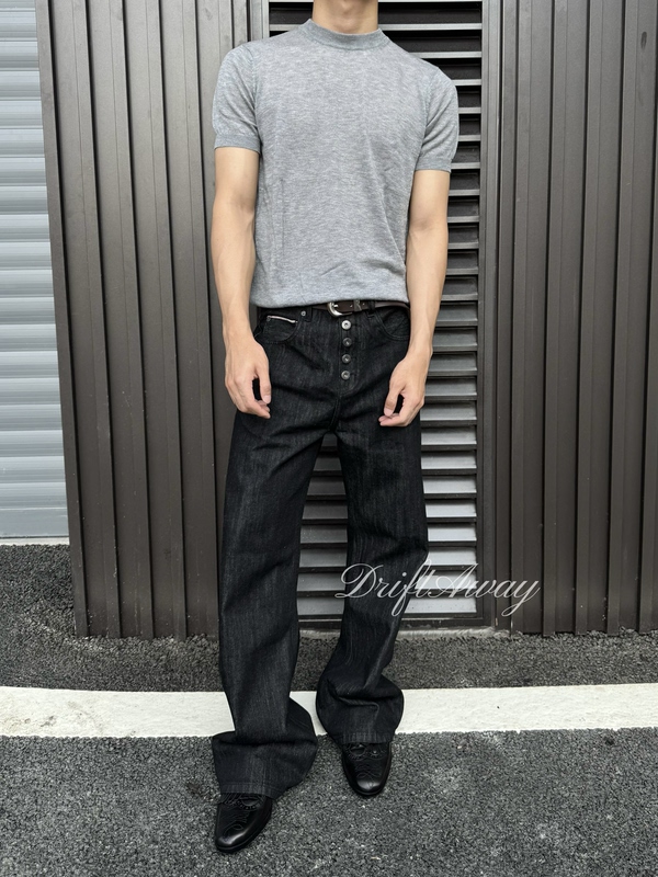 Driftaway'War Horse' Red Selvedge Denim Five-Button Raw Denim Horsehair Back Pocket A-Line Flared Jeans