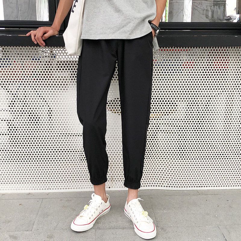 Summer nine points pants men thin casual pants trend Korean version of all-match slim legs pants sports small foot Harun pants