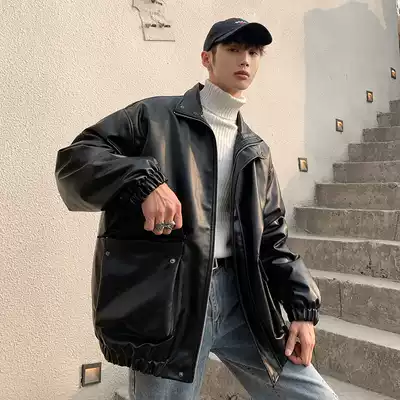 Spring and Autumn model car clothing leather clothing men's tide Korean version of the trend handsome loose men's autumn youth soft leather jacket jacket