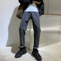 Looking for old trend brand black jeans mens trend straight Korean version of the student wild autumn and winter new Hong Kong style casual trousers