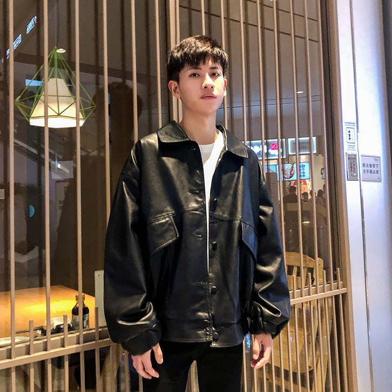 Spring and Autumn Locomotive Clothes Soft Leather Clothes Men Young Roy Handsome Gangleen Jacket Cover