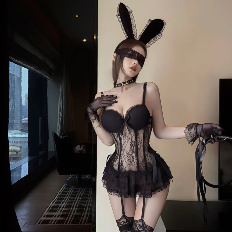 Sexy Lingerie, Erotic and Restrained Style, Sexy Nightgown with Breast Pads, Small Chest Push-Up to Appear Larger, Qq Clothing, Large Size Women's Set