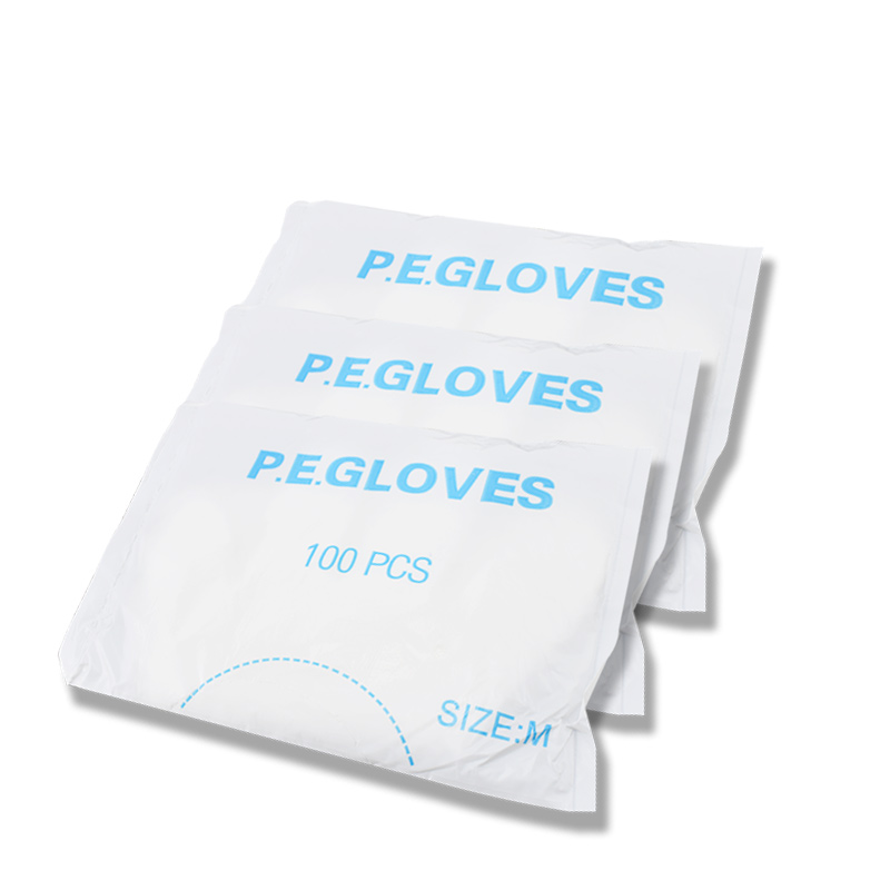 Thickened non-slip disposable gloves food catering hairdressing hygiene household sealing gloves transparent PE film gloves