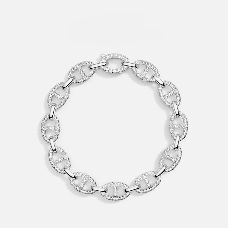 Apm Monaco Maille Marine Bracelet with White Chain Link Design and Clasp, Simple and Unique Jewelry Gift