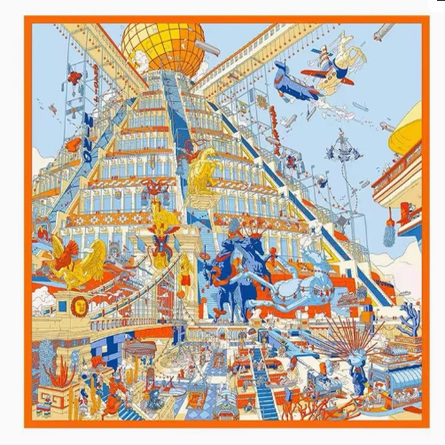 [Legend of Pegasus] 24Th Paris Olympic Games Designer Works 18mm Twill Silk Scarf Mulberry Silk Scarf