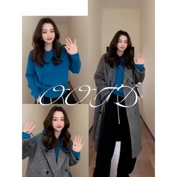 Klein Blue Drawstring Hooded Sweater for Women, Autumn and Winter Inner Layer, Korean Style, Super Nice Hooded Knit Top, Soft and Cozy