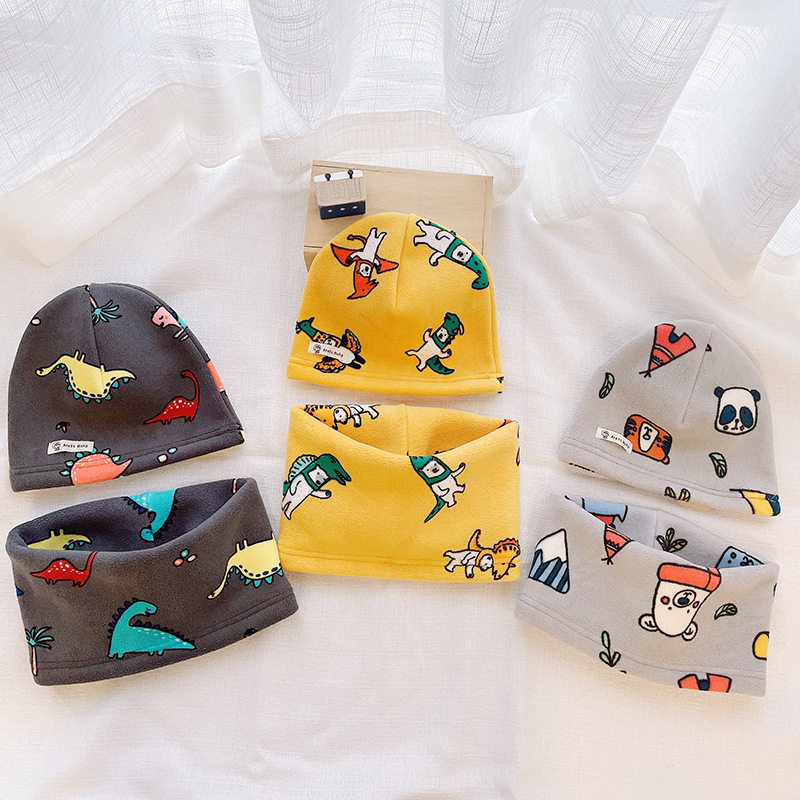 Baby hat autumn and winter cute super cute baby scarf suit girl boy Korean version of the new scarf one year old thickened