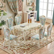 European dining table and chair combination Nordic solid wood rectangular home 2024 new white small apartment dining table