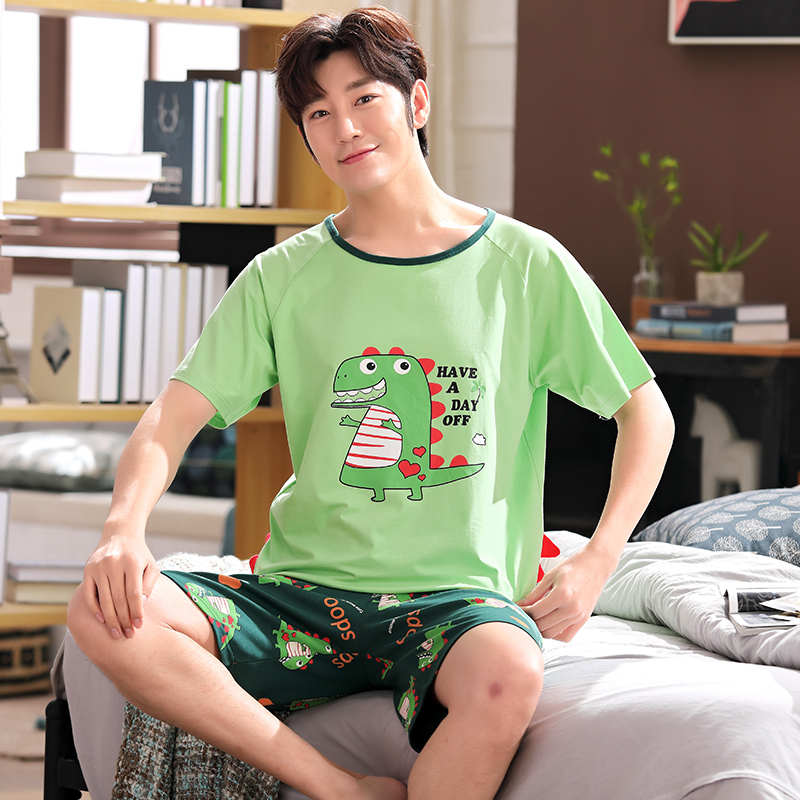 Mùa hè con trai pajama cotton ngắn tay thiết lập mở dễ thương trẻ cậu bé bông quanh cổ áo nhà quần áo.