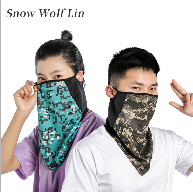Sunscreen mask men and women cycling rider face towel ice silk triangle scarf scarf sleeve camouflage summer fishing ear hanging headband
