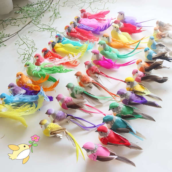 [Multiple Styles of Simulated Feather Birds] Garden and Courtyard Decoration Ornaments, Cute Props for Garden and Kindergarten Decoration