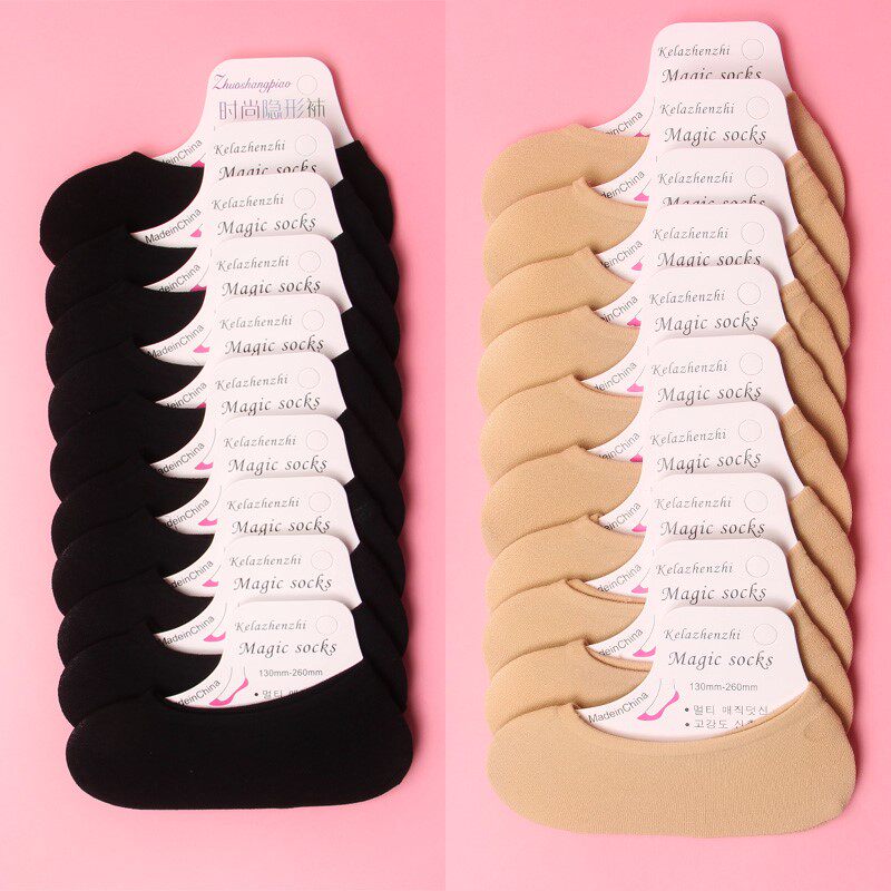 High elastic silk skating stockings Korean skin socks lady shallow mouth of high school students invisible breathable