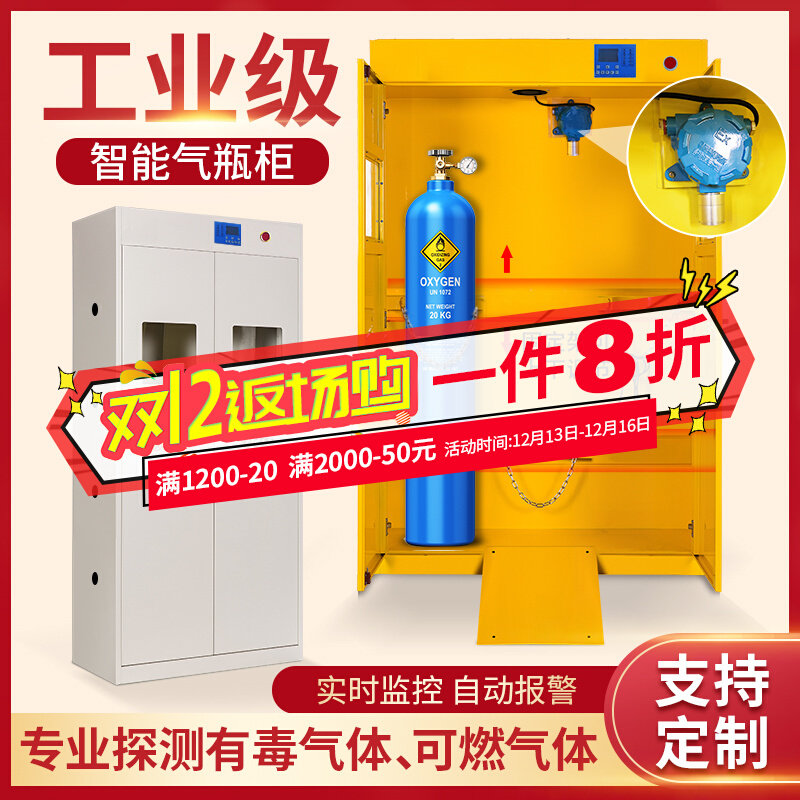 Industrial gas cylinder cabinet toxic and harmful combustible gas concentration detection alarm nitrogen oxygen carbon monoxide storage cabinet