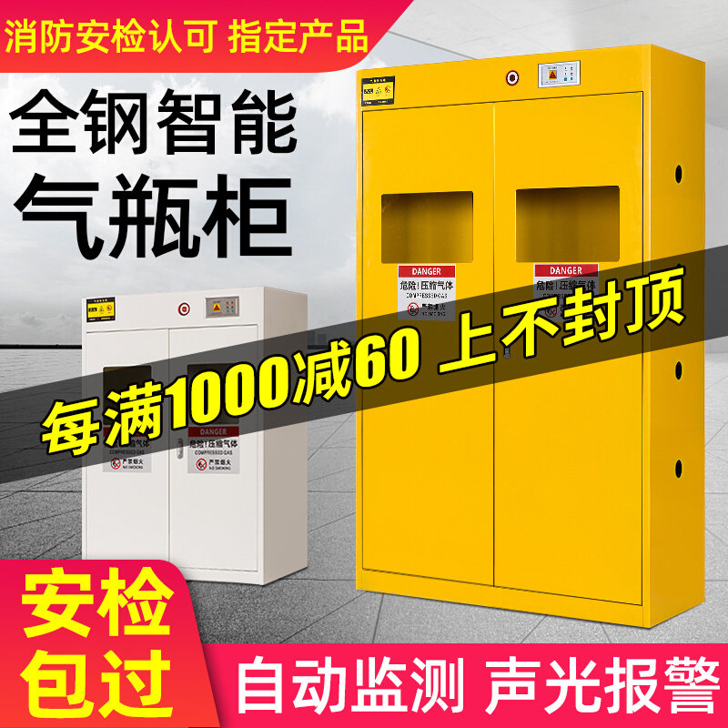 All-steel explosion-proof gas cylinder cabinet safety cabinet oxygen acetylene cylinder storage cabinet laboratory gas double bottle gas tank cabinet