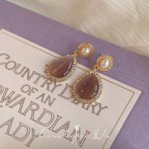Versailles Castle retro court gentle exquisite exquisite elegant water drop purple gem earrings ear clip