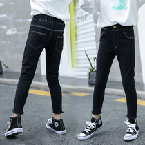 Female Big Boy denim pants chun qiu zhuang 3 five 4 Seven 6 ba jiu shi 12-15-year-old girl elastic self-Western style trousers