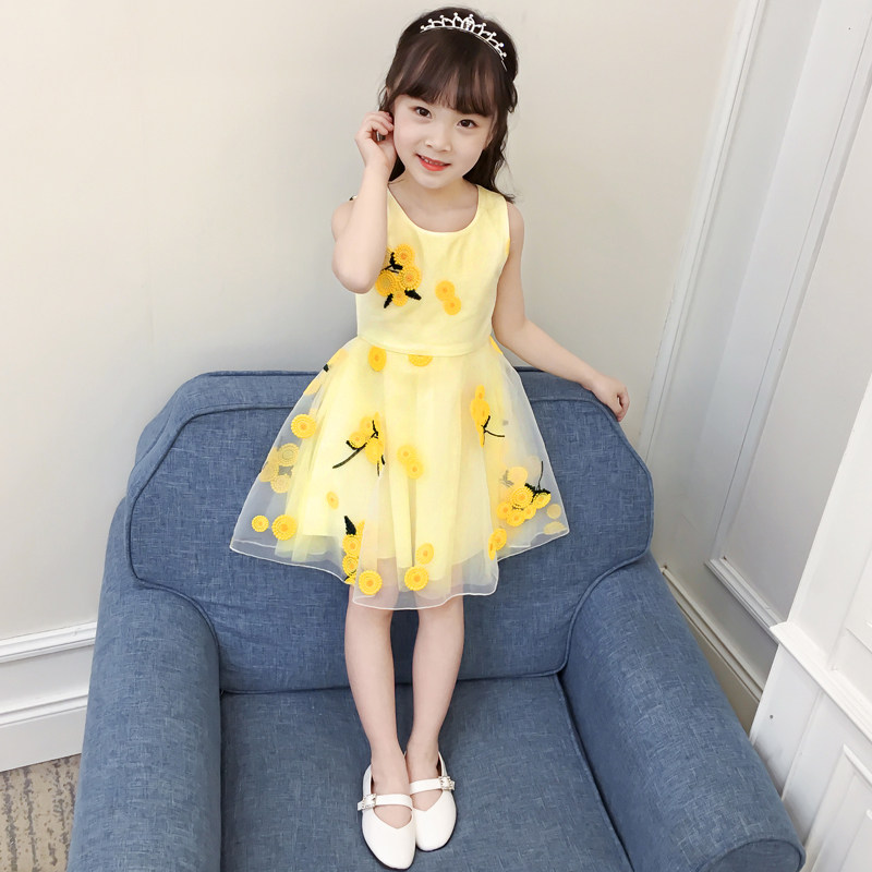 Girl Foreign Dress Summer Clothing Children Women's Babies 3 Four 5 Six 7 89 9 Ten-year-old Little Girl Foreign Vest Skirt