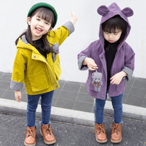 Girls Spring and Autumn Coats Childrens Autumn Clothing Two-Three-Four-Year-Old Female Baby Top Five-Six Girls Long-Sleeve Corduroy Jacket