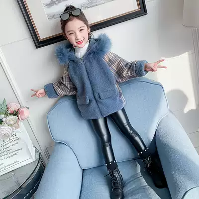 Girls ' woolen thickened jacket winter children's female baby three, four, five, six, seven, 8, 90-year-old foreign school girl clothes