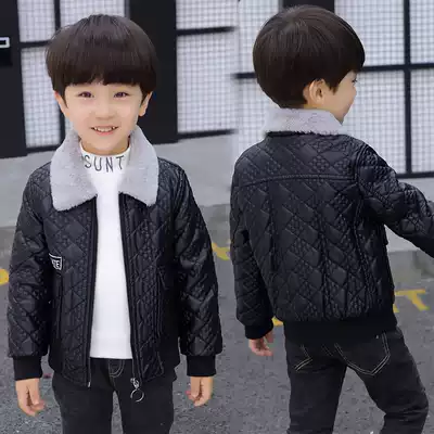 7 Boys plus velvet thickened leather jacket Children's male baby three, four, five, six, eight, nine, ten-year-old boy jacket handsome tide